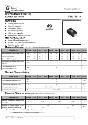SS110 Datasheet PDF Galaxy Semi-Conductor