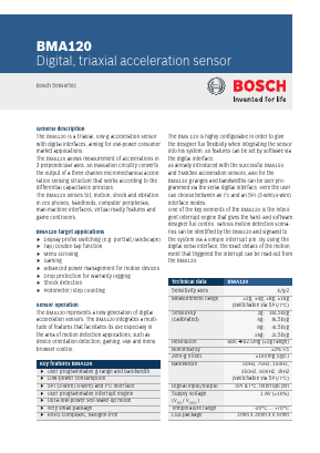 BMA120 Datasheet PDF Bosch Sensortec GmbH