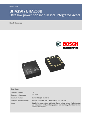 BHA250 Datasheet PDF Bosch Sensortec GmbH