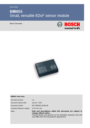 BMI055 Datasheet PDF Bosch Sensortec GmbH