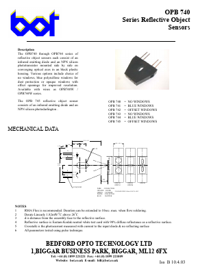 OPB742 Datasheet PDF Bedford Opto Technology Ltd.