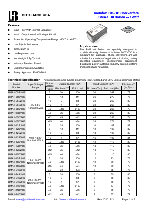 BMA1-15D1H6 Datasheet PDF Bothhand USA, LP.