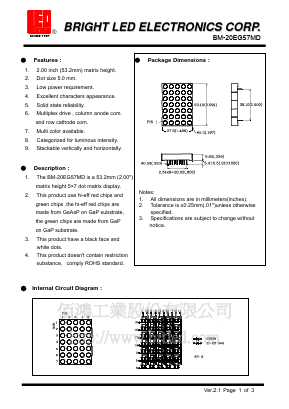 BM-20EG57MD Datasheet PDF BRIGHT LED ELECTRONICS CORP