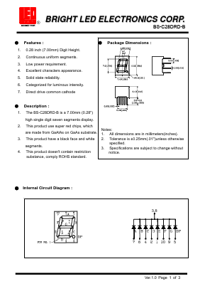 BS-C28DRD-B Datasheet PDF BRIGHT LED ELECTRONICS CORP