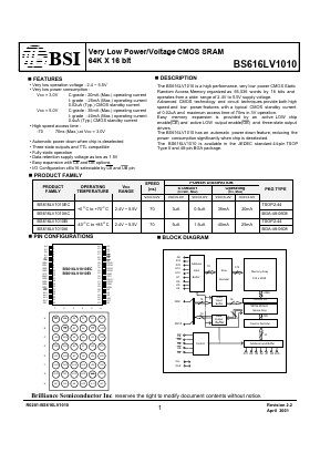 BS616LV1010AC Datasheet PDF Brilliance Semiconductor