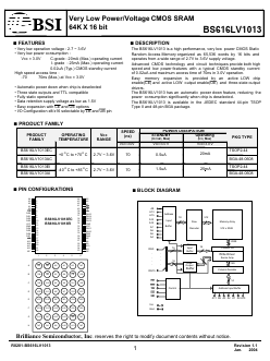 BS616LV1013EC-70 Datasheet PDF Brilliance Semiconductor