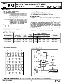 BS616LV1611 Datasheet PDF Brilliance Semiconductor