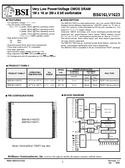 BS616LV1623TC Datasheet PDF Brilliance Semiconductor
