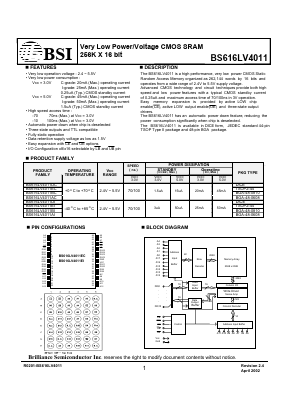 BS616LV4011BC-10 Datasheet PDF Brilliance Semiconductor