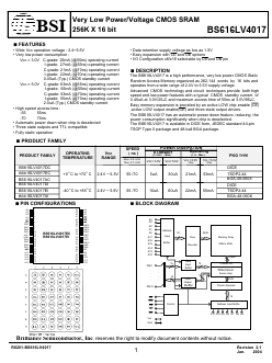 BS616LV4017DIG70 Datasheet PDF Brilliance Semiconductor