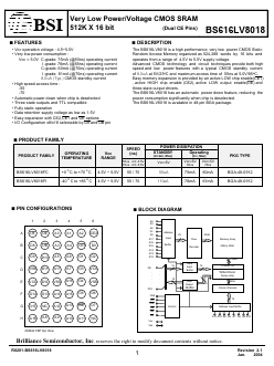 BS616LV8018FI-70 Datasheet PDF Brilliance Semiconductor
