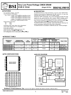 BS616LV8019EIG55 Datasheet PDF Brilliance Semiconductor