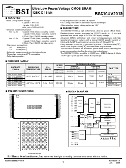 BS616UV2019TCP10 Datasheet PDF Brilliance Semiconductor