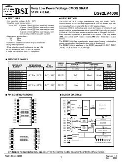 BS62LV4008TI-55 Datasheet PDF Brilliance Semiconductor