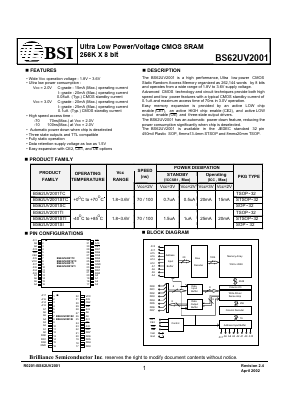 BS62UV2001SI Datasheet PDF Brilliance Semiconductor