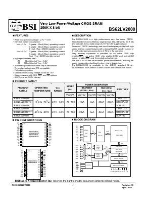 BS62LV2000TI Datasheet PDF Brilliance Semiconductor