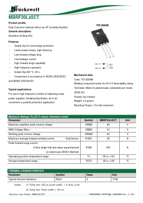 MBRF20L45CT Datasheet PDF Bruckewell Technology LTD