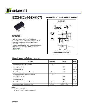 BZX84C10 Datasheet PDF Bruckewell Technology LTD