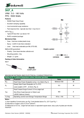 5KP70A Datasheet PDF Bruckewell Technology LTD