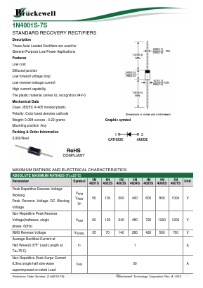 1N4002S Datasheet PDF Bruckewell Technology LTD
