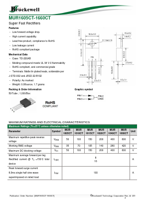MUR1620CT Datasheet PDF Bruckewell Technology LTD