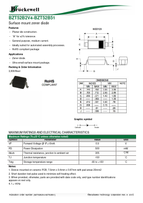BZT52B16 Datasheet PDF Bruckewell Technology LTD