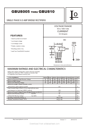 GBU808 Datasheet PDF Bytesonic Electronics Co., Ltd.