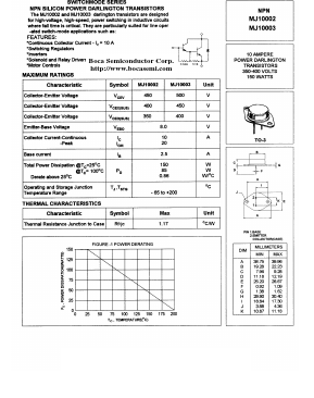 MJ10002 Datasheet PDF Boca Semiconductor