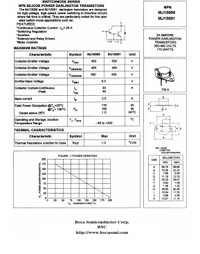 MJ10000 Datasheet PDF Boca Semiconductor