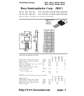 TIP41C Datasheet PDF Boca Semiconductor