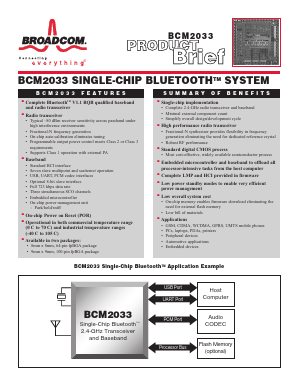 BCM2033MKFB Datasheet PDF Broadcom Corporation