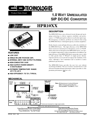 HPR1019 Datasheet PDF C AND D TECHNOLOGIES