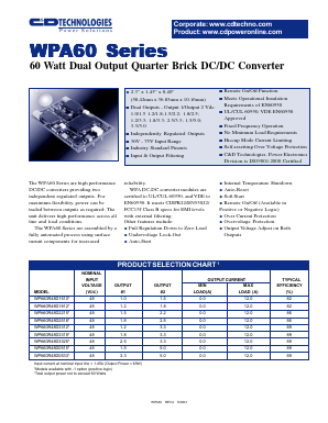 WPA60R48D1812 Datasheet PDF C AND D TECHNOLOGIES