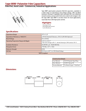 WMF05P12K-F Datasheet PDF Cornell Dubilier Electronics