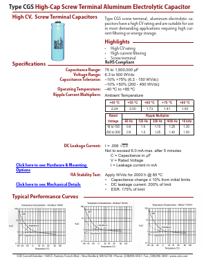 CGS104U016X5C Datasheet PDF Cornell Dubilier Electronics