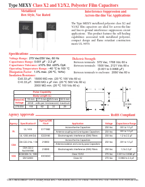 MEXY2A225K Datasheet PDF Cornell Dubilier Electronics