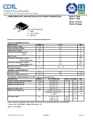 MJD112 Datasheet PDF Continental Device India Limited