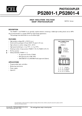 PS2801-1-V-F4-A Datasheet PDF California Eastern Laboratories.