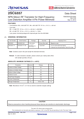 2SC5337-T1 Datasheet PDF California Eastern Laboratories.