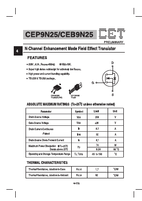 CEP9N25 Datasheet PDF Chino-Excel Technology
