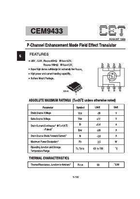 CEM9433 Datasheet PDF Chino-Excel Technology