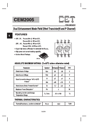 CEM2005 Datasheet PDF Chino-Excel Technology