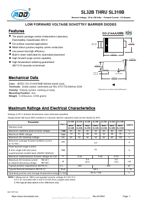 SL35B Datasheet PDF Jiangsu Yutai Electronics Co., Ltd