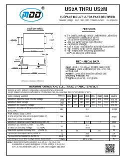 US2A Datasheet PDF Jiangsu Yutai Electronics Co., Ltd