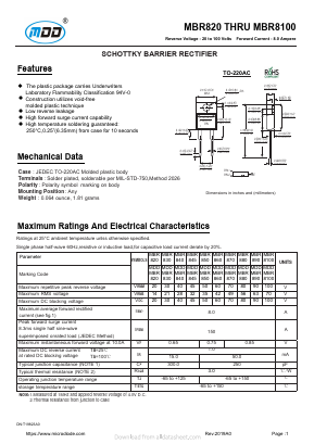 MBR860 Datasheet PDF Jiangsu Yutai Electronics Co., Ltd