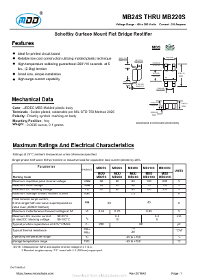 MB26S Datasheet PDF Jiangsu Yutai Electronics Co., Ltd