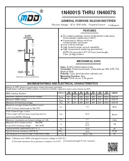 1N4007S Datasheet PDF Jiangsu Yutai Electronics Co., Ltd