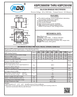 KBPC5008W Datasheet PDF Jiangsu Yutai Electronics Co., Ltd