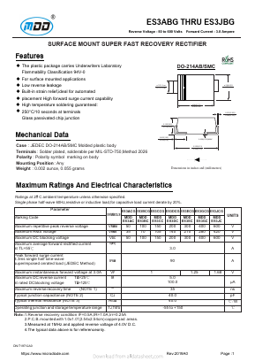 ES3JCG Datasheet PDF Jiangsu Yutai Electronics Co., Ltd