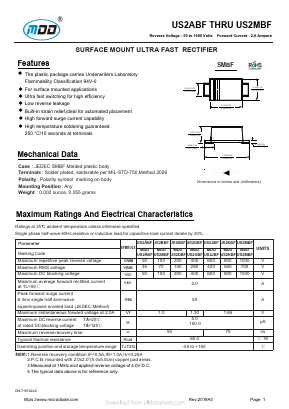 US2MBF Datasheet PDF Jiangsu Yutai Electronics Co., Ltd